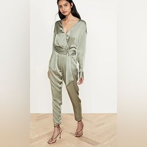 Ramy Brook Satin Crosby Jumpsuit Green size 8